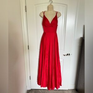 Cinderella Divine Elegant Satin Red Evening Gown Size 4 NWT